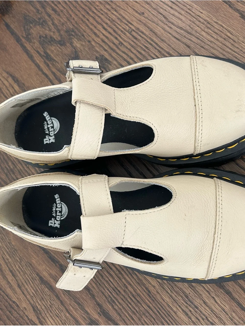 Dr. Martens Cream Platform Mary Jane Shoes with Buckle